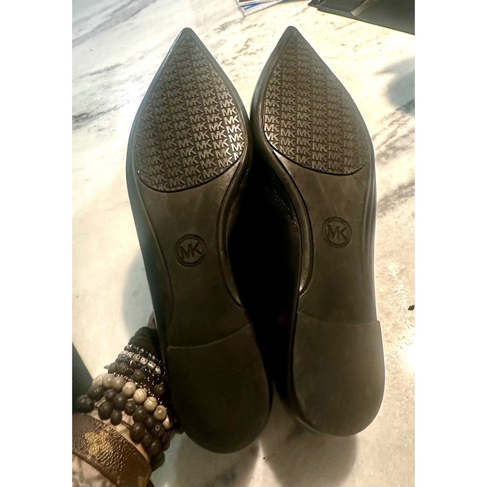 Michael‎ Kors Black Leather Pointed Toe Lace Up Ghillie Ballet Flats Womens - Picture 7 of 7